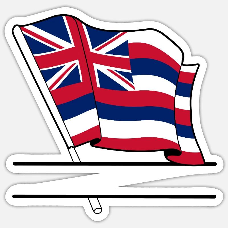 Flag Hawaii text banner - Sticker size S (10 x 10 cm) - white matte