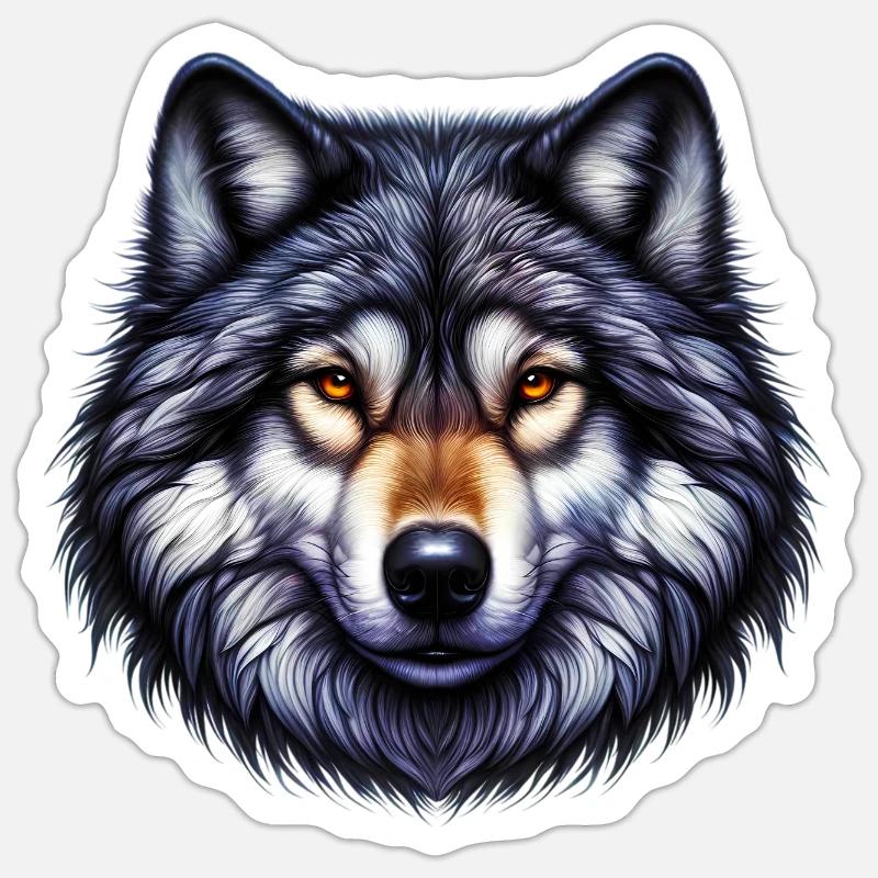 Loup - Sticker taille S (10 x 10 cm) - blanc mat