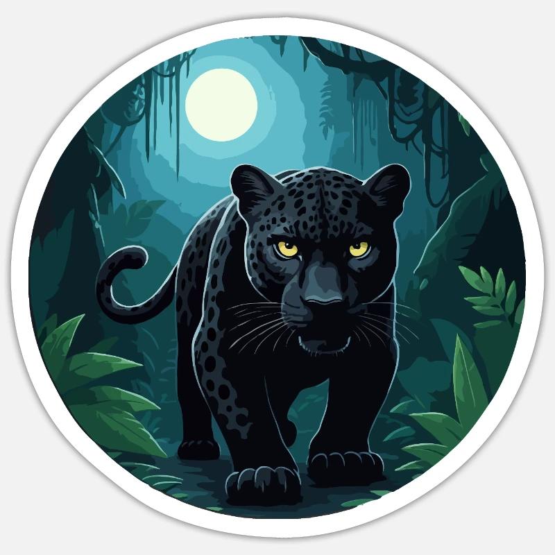 Panthère noire au clair de lune - Sticker taille S (10 x 10 cm) - blanc mat
