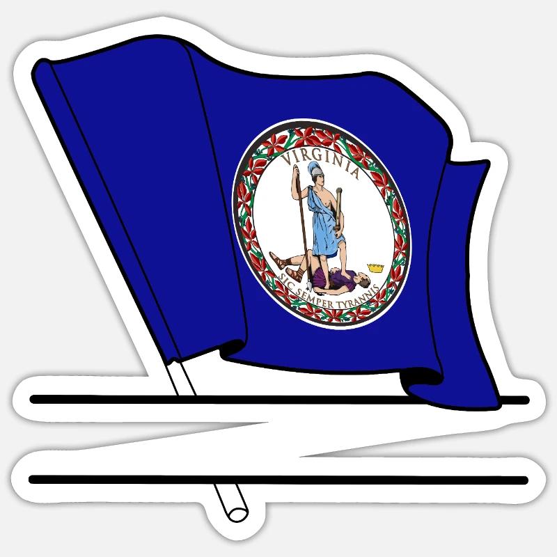 Drapeau Virginia text banner - Sticker taille S (10 x 10 cm) - blanc mat