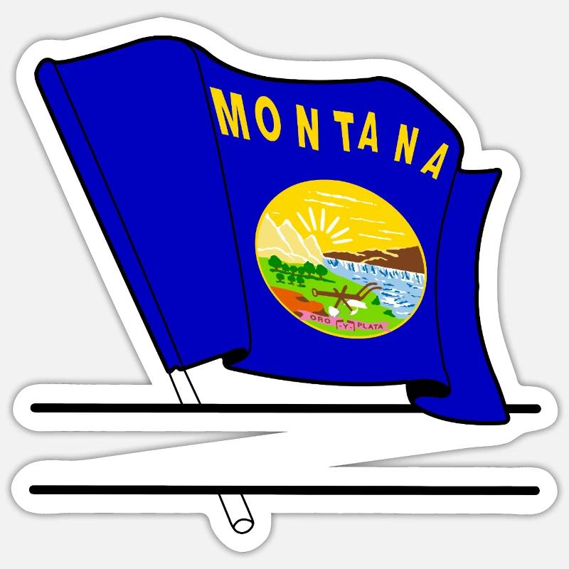Drapeau Montana bannière de texte - Sticker taille S (10 x 10 cm) - blanc mat