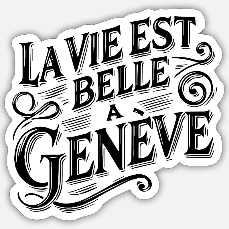 Souvenir von Genf - Das Leben ist schön - Sticker Größe S (10 x 10 cm) - Mattweiß