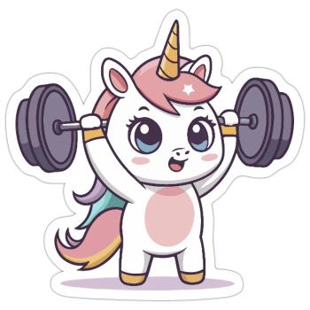 Unicorn Athlete in Training - Sticker size S (10 x 10 cm) - white matte - Front