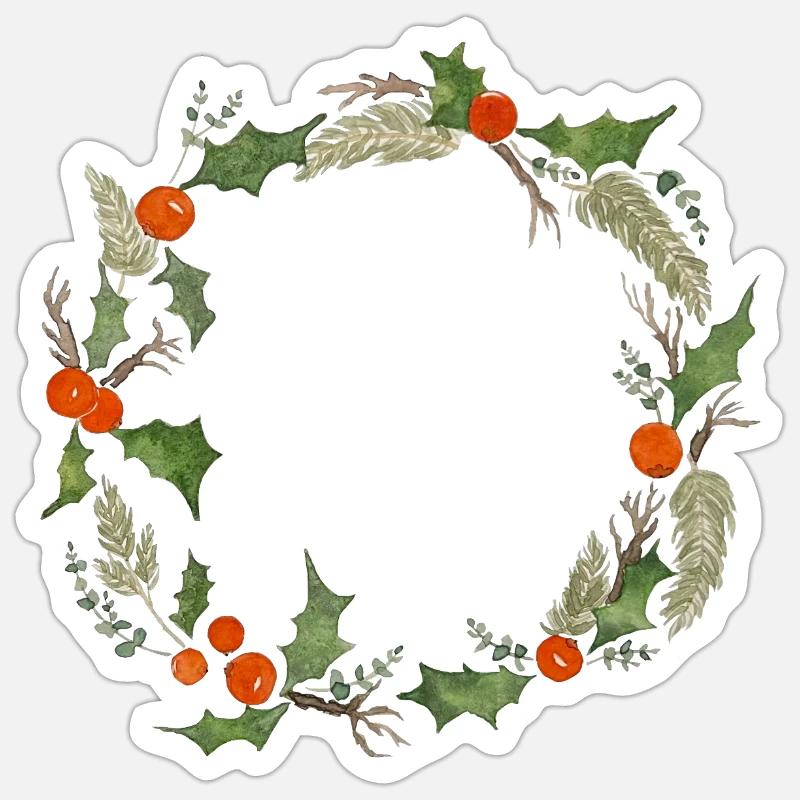 Couronne d'hiver - Sticker taille S (10 x 10 cm) - blanc mat