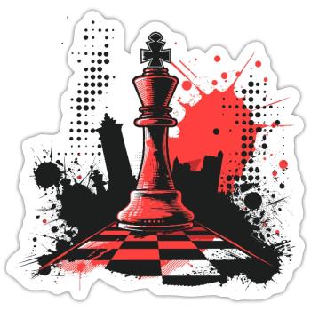 Schachfiguren Graffiti - Sticker Größe S (10 x 10 cm) - Mattweiß - Vorne