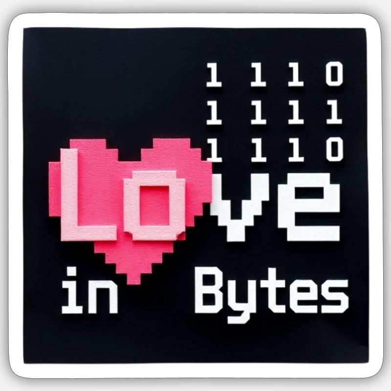 Liebe in Bytes Pixel Art Sticker Größe S (10 x 10 cm)