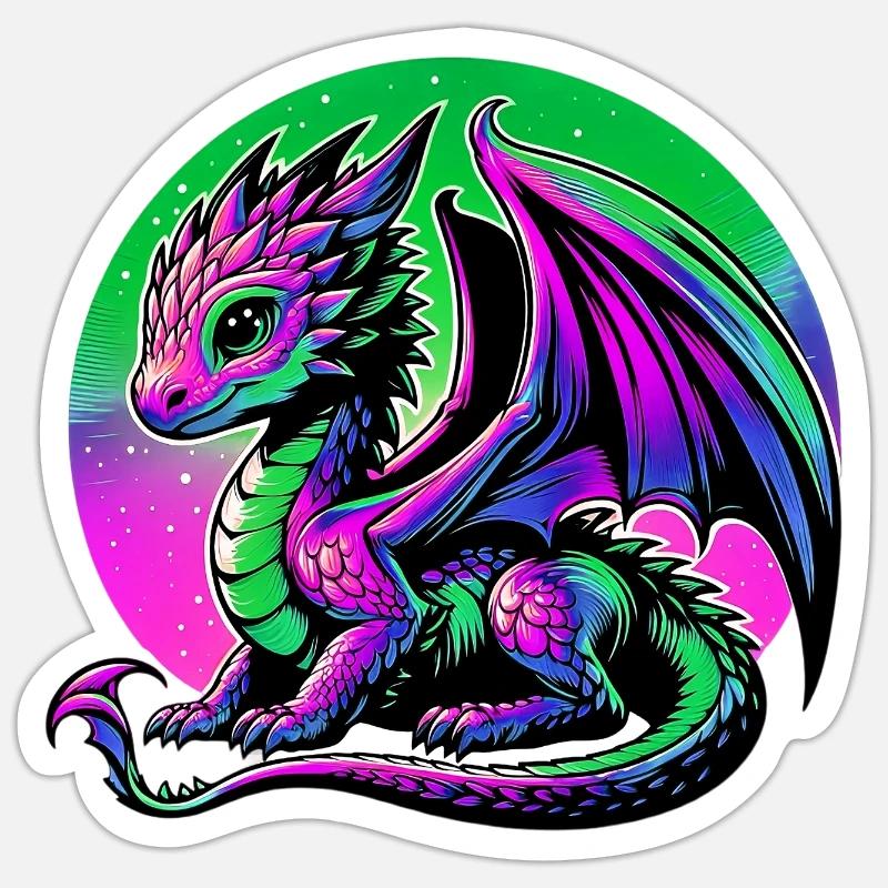 Drache - Sticker Größe S (10 x 10 cm) - Mattweiß