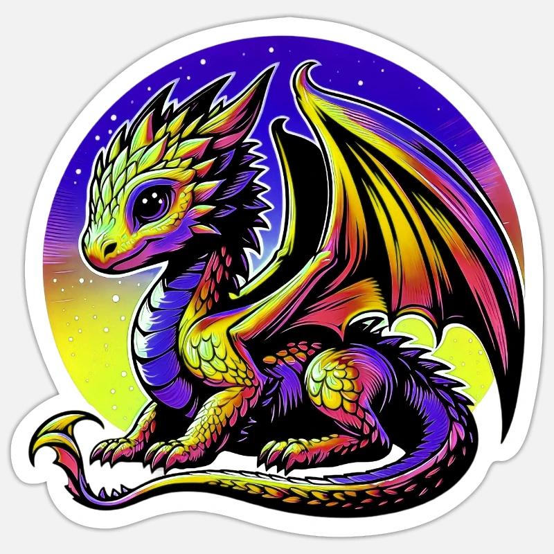 Drache - Sticker Größe S (10 x 10 cm) - Mattweiß