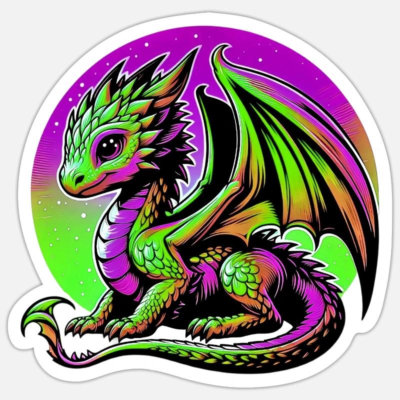 Dragon - Sticker taille S (10 x 10 cm) - blanc mat