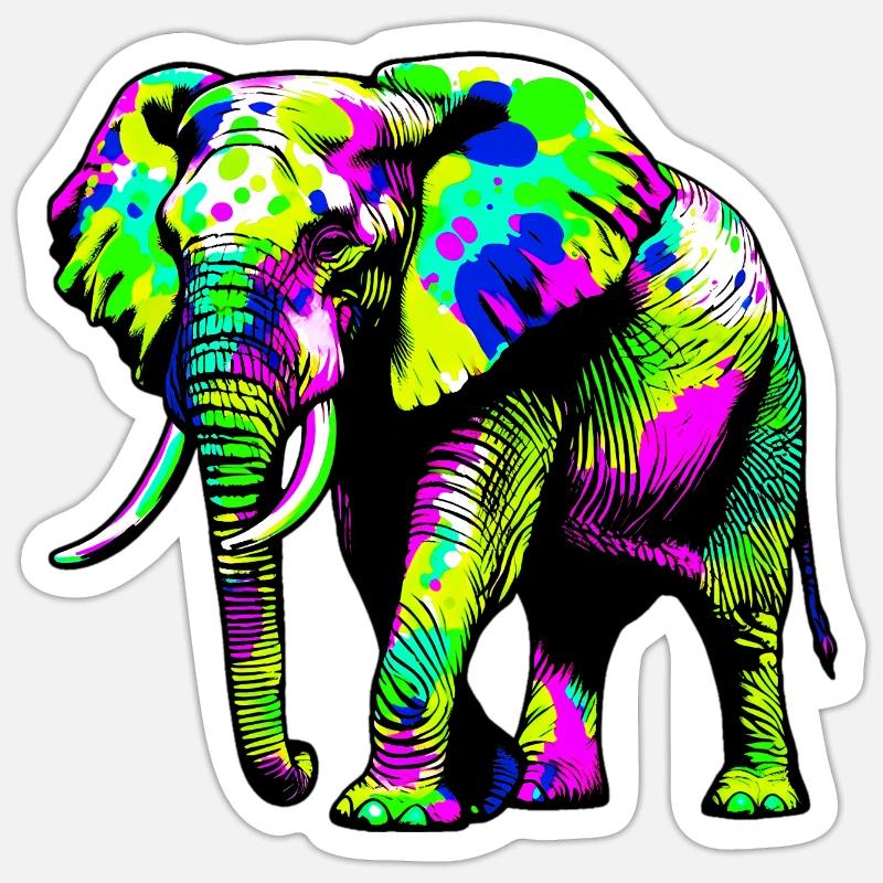 Éléphant - Sticker taille S (10 x 10 cm) - blanc mat