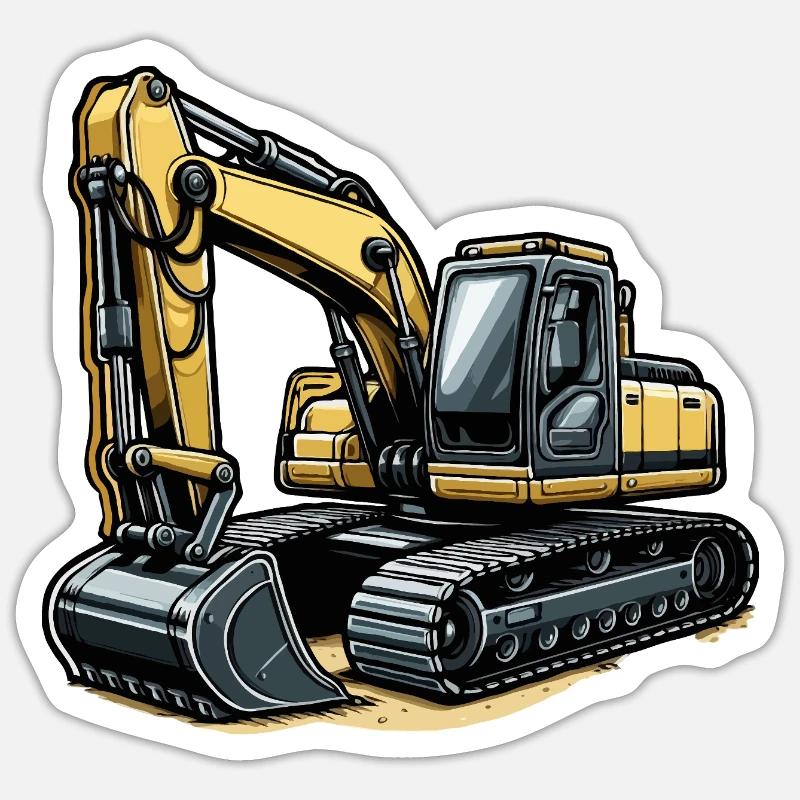 Excavator large - Sticker size S (10 x 10 cm) - white matte