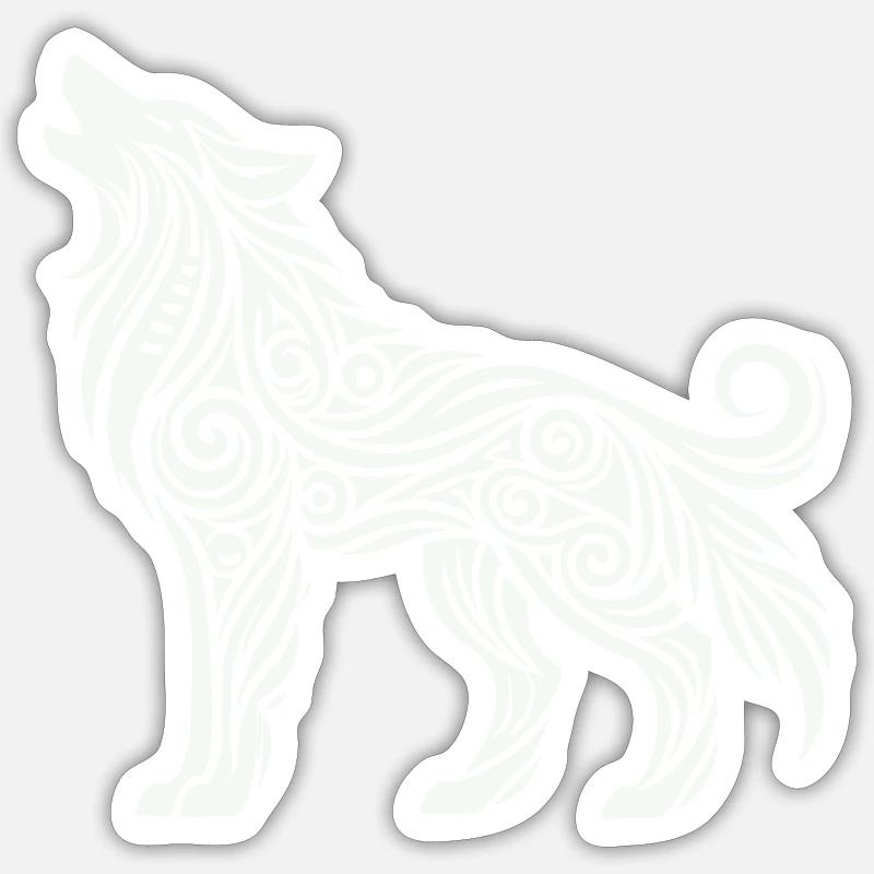 wolf tribal tier - Sticker Größe S (10 x 10 cm) - Mattweiß