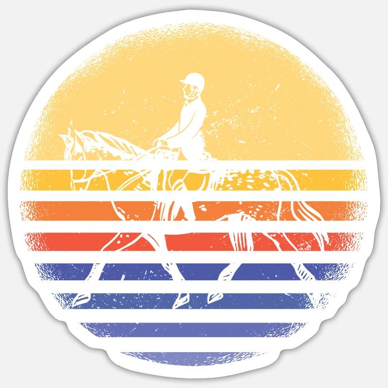 Cavalier Rétro Sunset Concours complet Sticker taille S (10 x 10 cm)