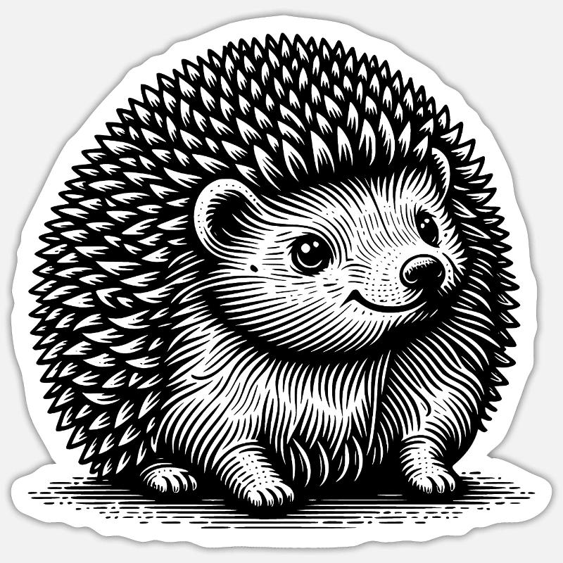 Petit hérisson mignon - Sticker taille S (10 x 10 cm) - blanc mat