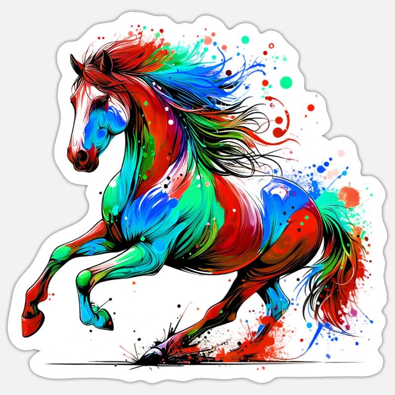 Cheval - Sticker taille S (10 x 10 cm) - blanc mat