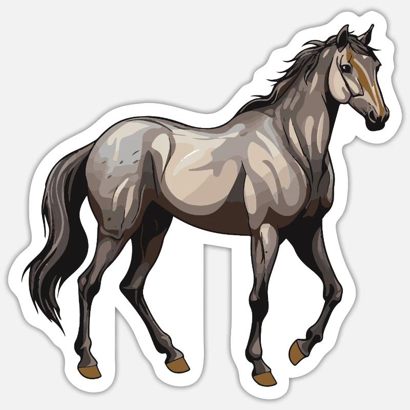 Pferd Tier - Sticker Größe S (10 x 10 cm) - Mattweiß