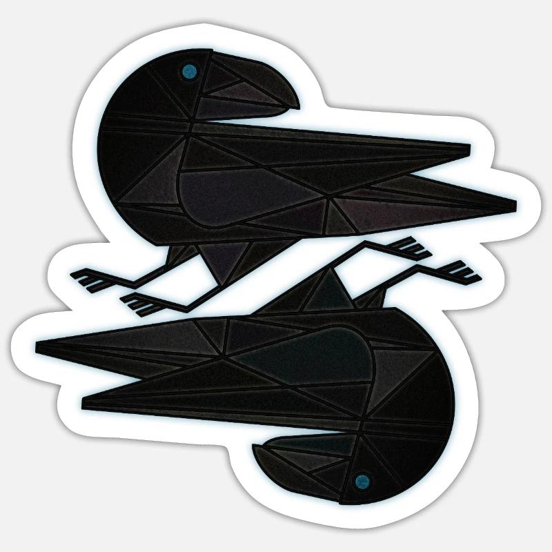 Hugin Munin - Sticker taille S (10 x 10 cm) - blanc mat