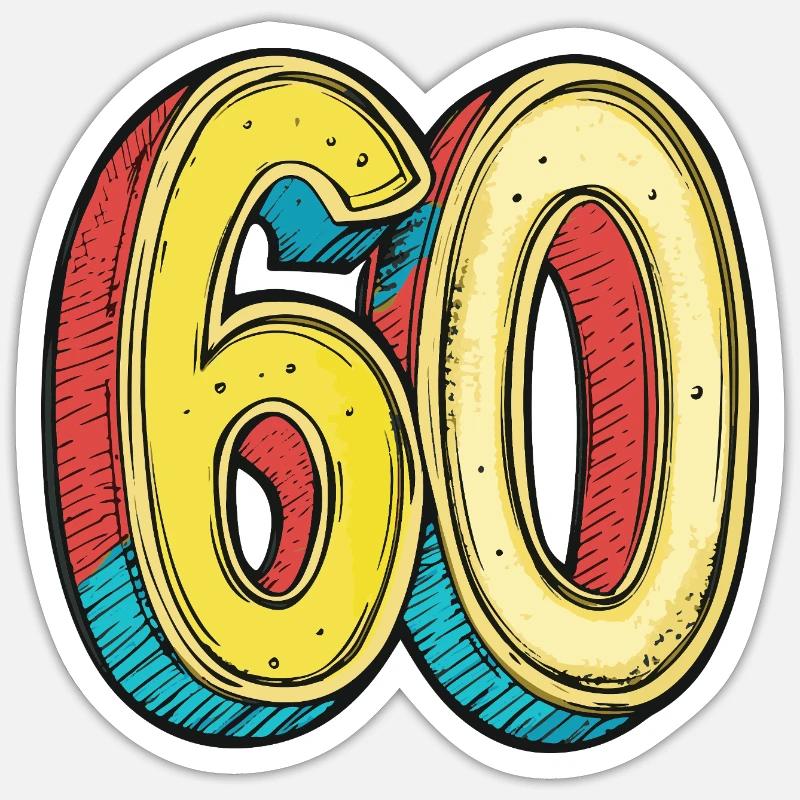 60 Number Symbol - Sticker size S (10 x 10 cm) - white matte