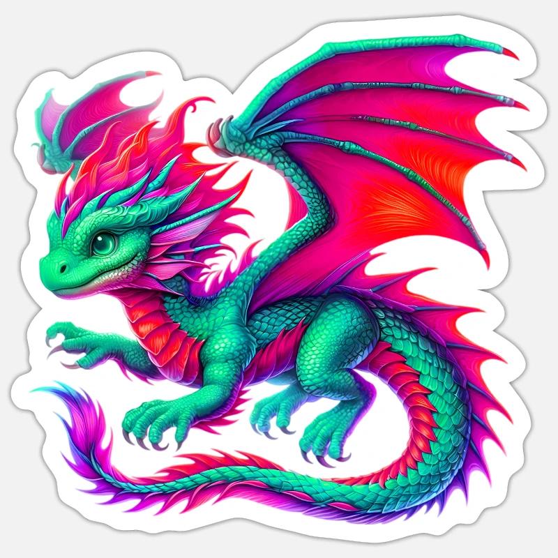 Dragon - Sticker taille S (10 x 10 cm) - blanc mat