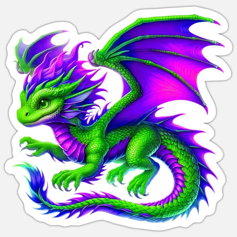 Drache - Sticker Größe S (10 x 10 cm) - Mattweiß