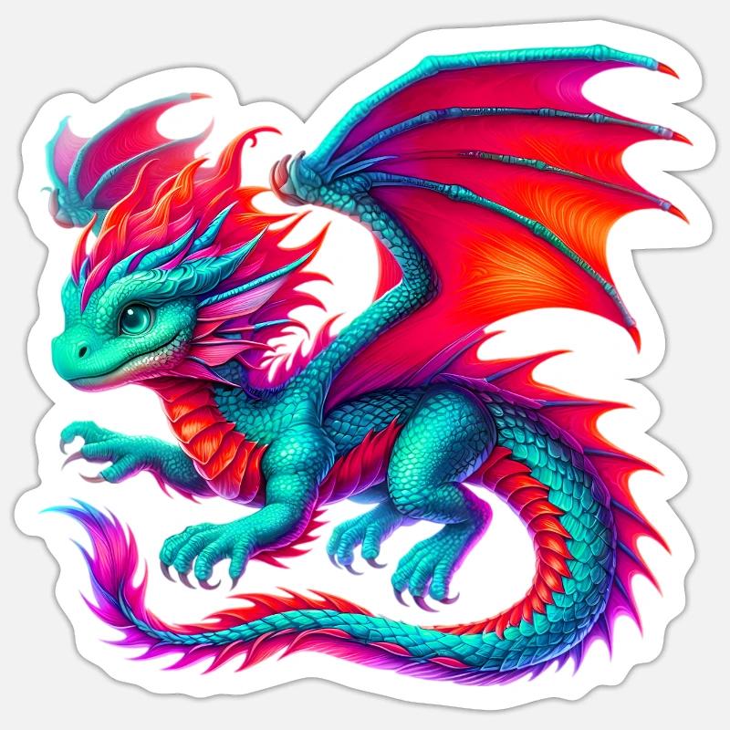 Dragon - Sticker taille S (10 x 10 cm) - blanc mat