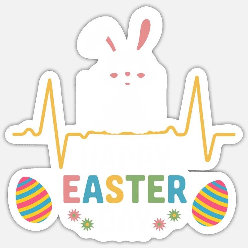 Happy Easter Day Bunny Easter Eggs Sticker size S (10 x 10 cm)
