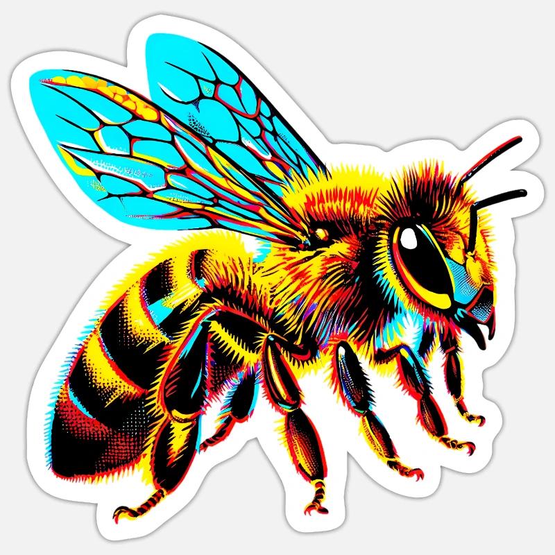 Biene - Sticker Größe S (10 x 10 cm) - Mattweiß