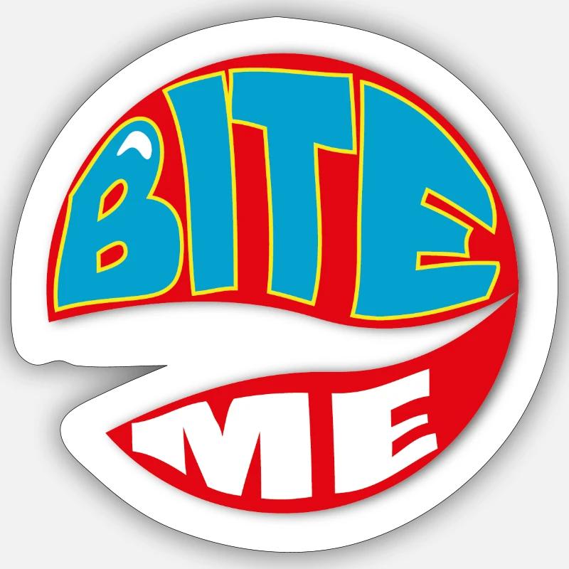 BITE ME! Auffälliges, schrilles Design - Sticker Größe S (10 x 10 cm) - Mattweiß
