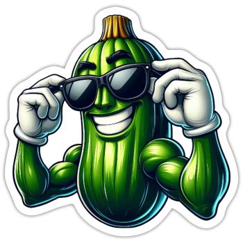 Cool Cucumber Pickle Vegetables Cartoon - Sticker size S (10 x 10 cm) - white matte - Front