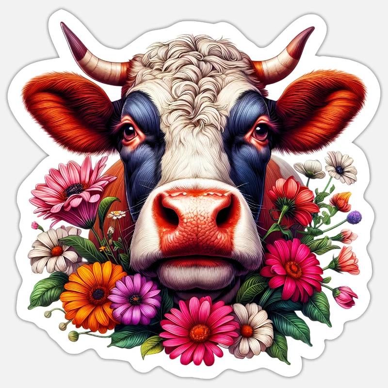 Vache - Sticker taille S (10 x 10 cm) - blanc mat
