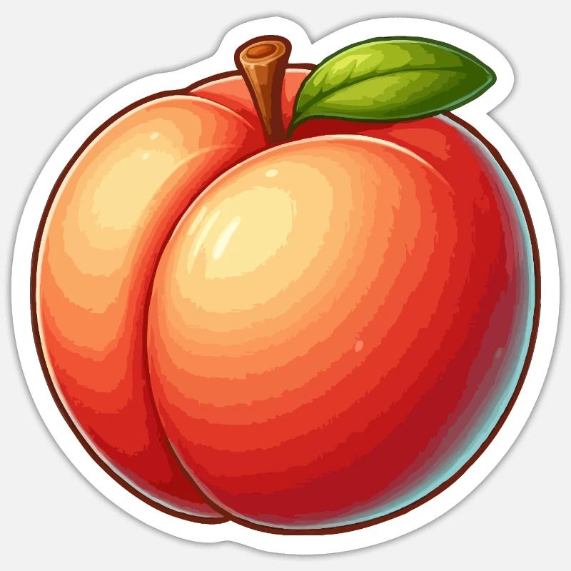 Pfirsichfrucht - Sticker Größe S (10 x 10 cm) - Mattweiß