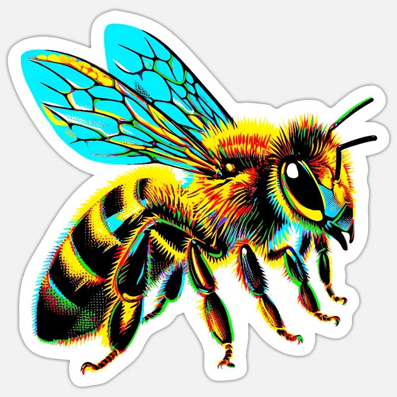 Abeille - Sticker taille S (10 x 10 cm) - blanc mat