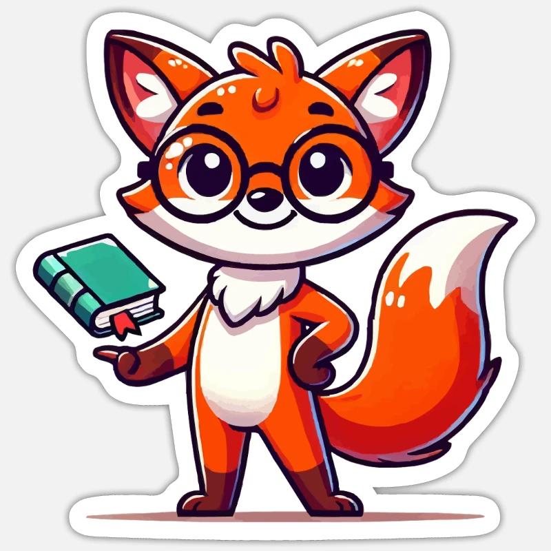 fuchs schlau buch - Sticker Größe S (10 x 10 cm) - Mattweiß