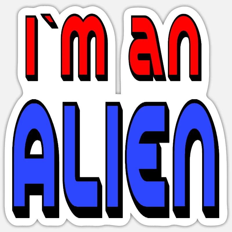 ALIEN 🛸 bold text in red and blue Sticker size S (10 x 10 cm)
