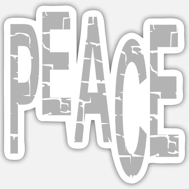 Peace - Sticker taille S (10 x 10 cm) - blanc mat
