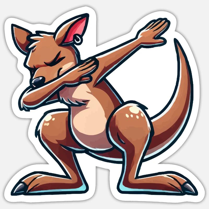 Dabbing kangourou - Sticker taille S (10 x 10 cm) - blanc mat