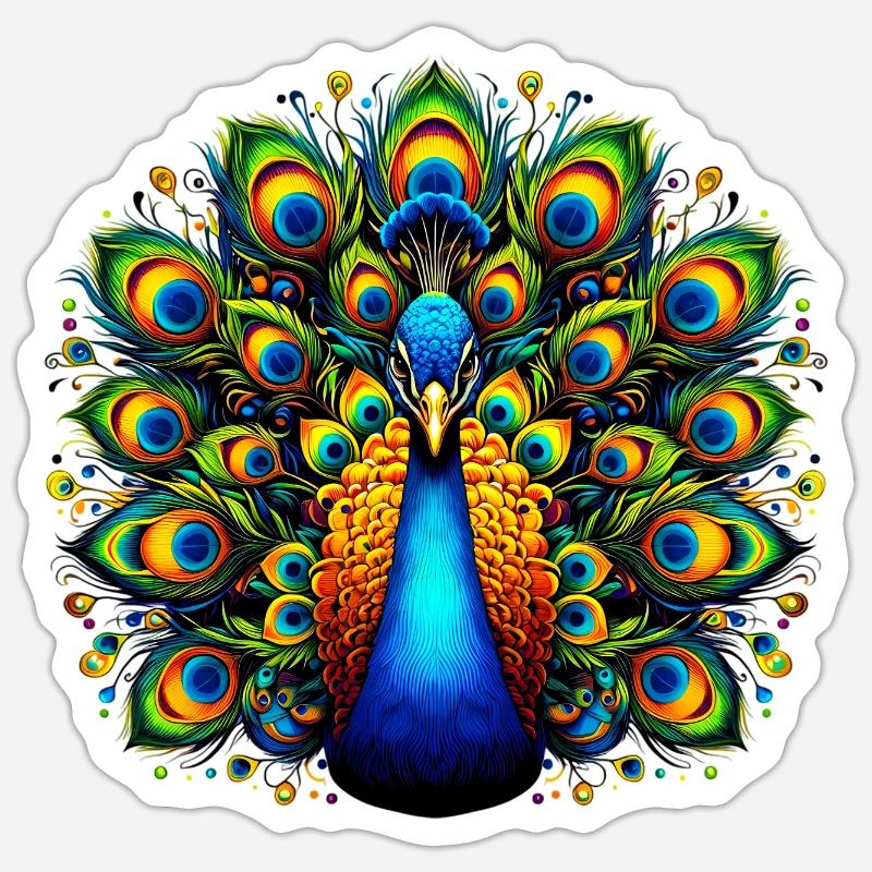 Paon - Sticker taille S (10 x 10 cm) - blanc mat