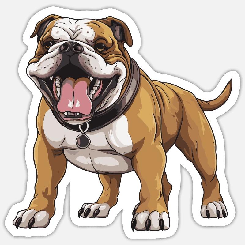 Chien bouledogue - Sticker taille S (10 x 10 cm) - blanc mat