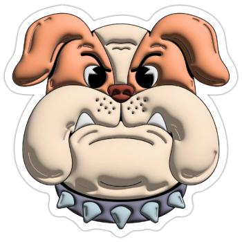 hund bulldogge 3d - Sticker Größe S (10 x 10 cm) - Mattweiß - Vorne