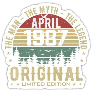 April 1987 Gift | 38th Anniversary April 1987 - Sticker size S (10 x 10 cm) - white matte - Front