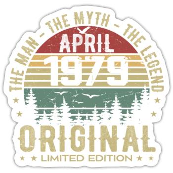 April 1979. 46th Anniversary Gift April 1979 - Sticker size S (10 x 10 cm) - white matte - Front