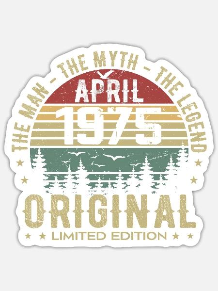 Avril 1975. 50ème Anniversaire Cadeau Avril 1975 - Sticker taille S (10 x 10 cm) - blanc mat