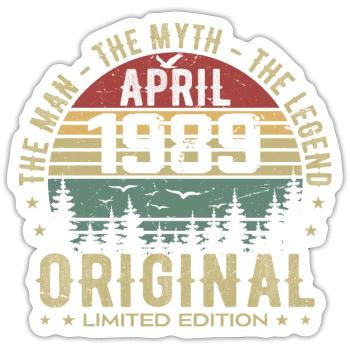 April 1989. 36th Anniversary Gift April 1989 - Sticker size S (10 x 10 cm) - white matte - Front