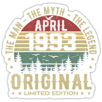 April 1993. 32nd Anniversary Gift April 1993 - Sticker size S (10 x 10 cm) - white matte - Front