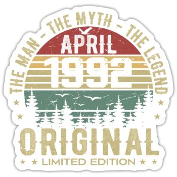 April 1992. 33rd Anniversary Gift April 1992 - Sticker size S (10 x 10 cm) - white matte - Front