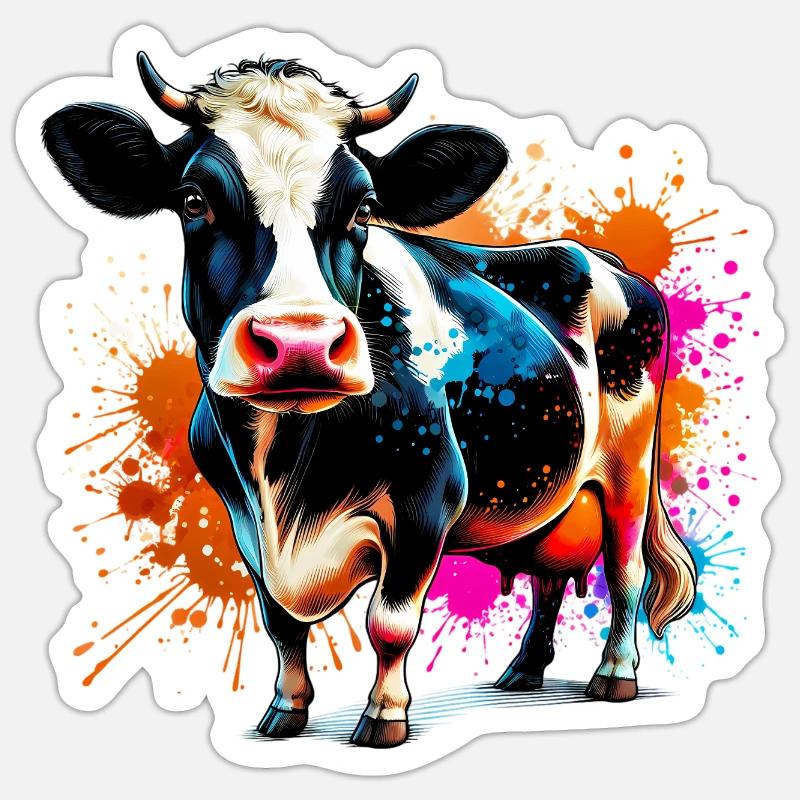 Vache - Sticker taille S (10 x 10 cm) - blanc mat