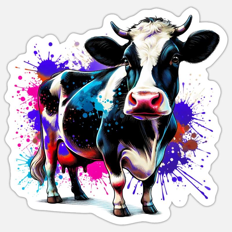 Vache - Sticker taille S (10 x 10 cm) - blanc mat