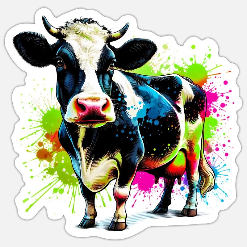 Vache - Sticker taille S (10 x 10 cm) - blanc mat