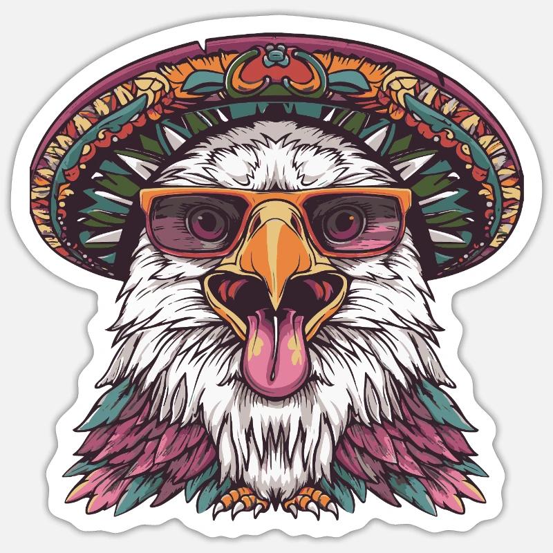 Eagle Comic Funny Sombrero - Sticker size S (10 x 10 cm) - white matte