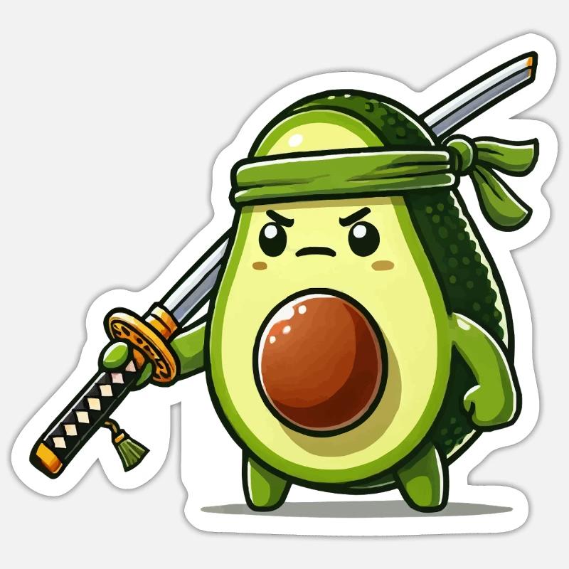 Avocat Samouraï - Sticker taille S (10 x 10 cm) - blanc mat
